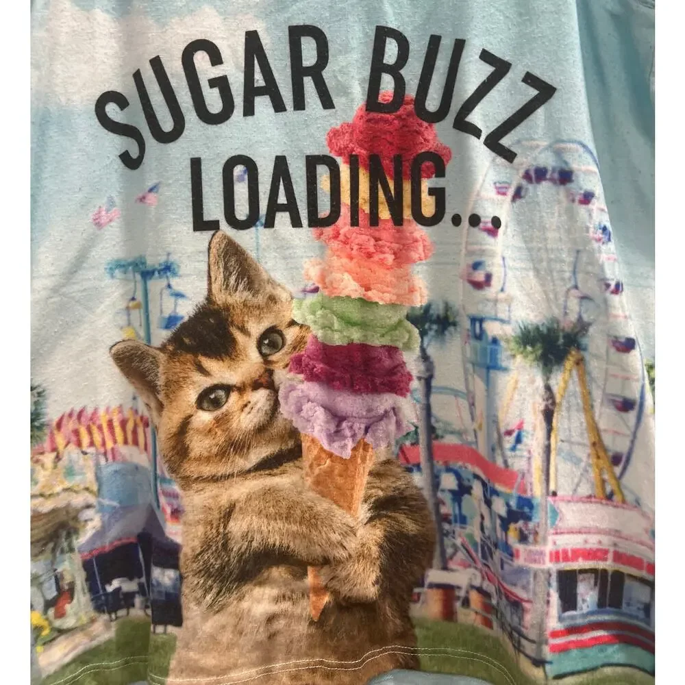 Justice blue kitty cat ice cream fair tank girls SZ 14